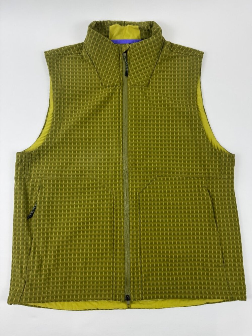 Lululemon Vest Mens M Green Water Repellent Grid Fleece Hiking Full Zip Outdoor